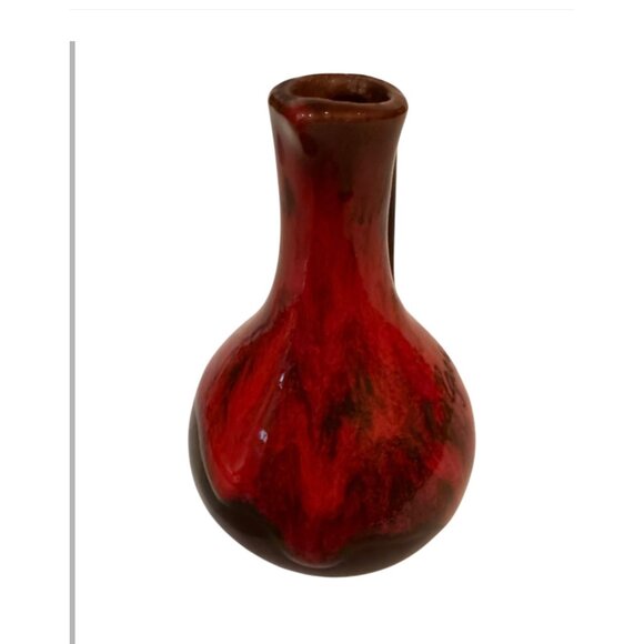 Vintage Red & Brown Ceramic Pitcher Vase With Handle Calgary Cananda - Picture 4 of 8